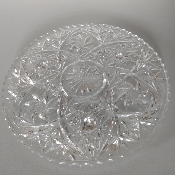 Pin Wheel Footed Lead Crystal Platter - Picture 3 of 9